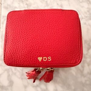 Cuyana Mini Jewelry Case Red Pebbled Leather Gold Foiled ❤️DS  5.5” x 4” x 2.25”